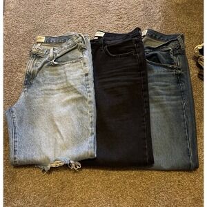 Universal Thread 90s Baggy Jeans Bundle of 3 Pairs Womens 10R Blue Black Ripped